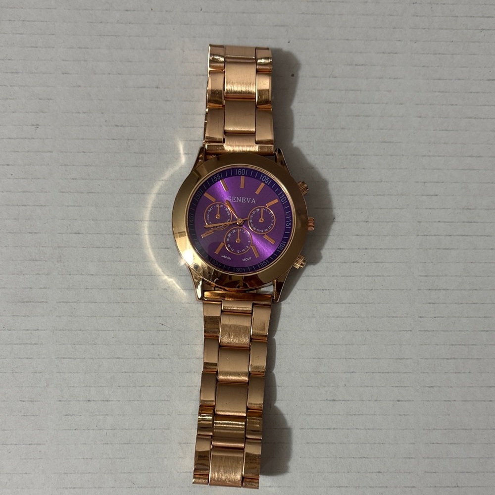 Geneva Gold Watch with Purple Face